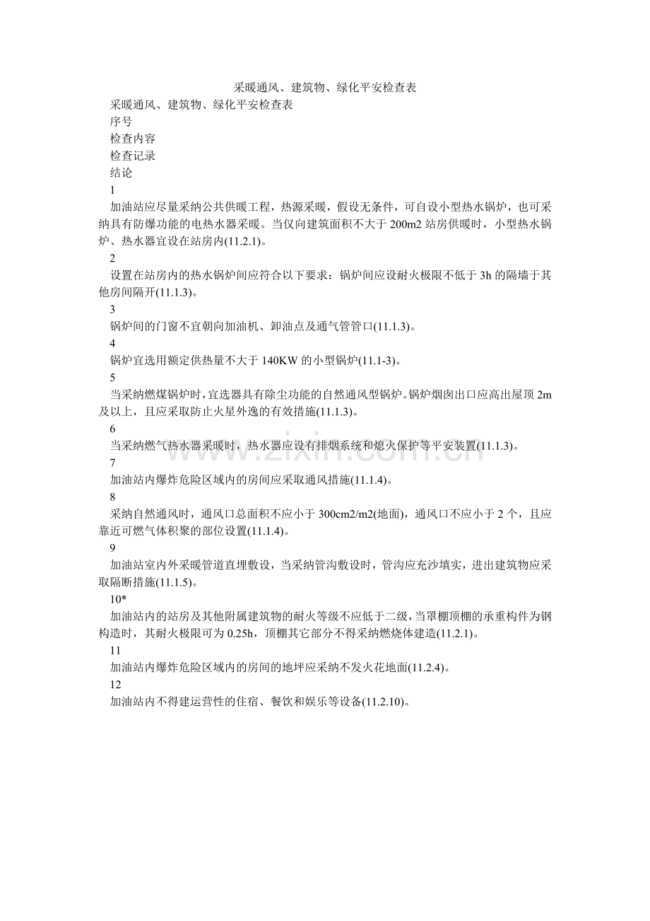 采暖通风、建筑物、绿化安全检查表.doc_第1页