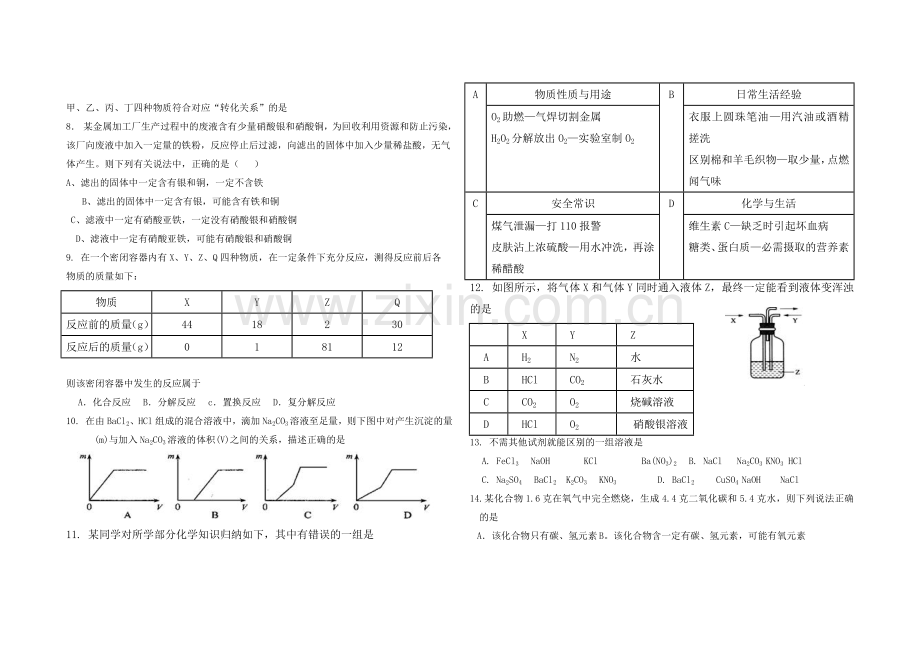 初三化学选择题中考重难点.docx_第2页