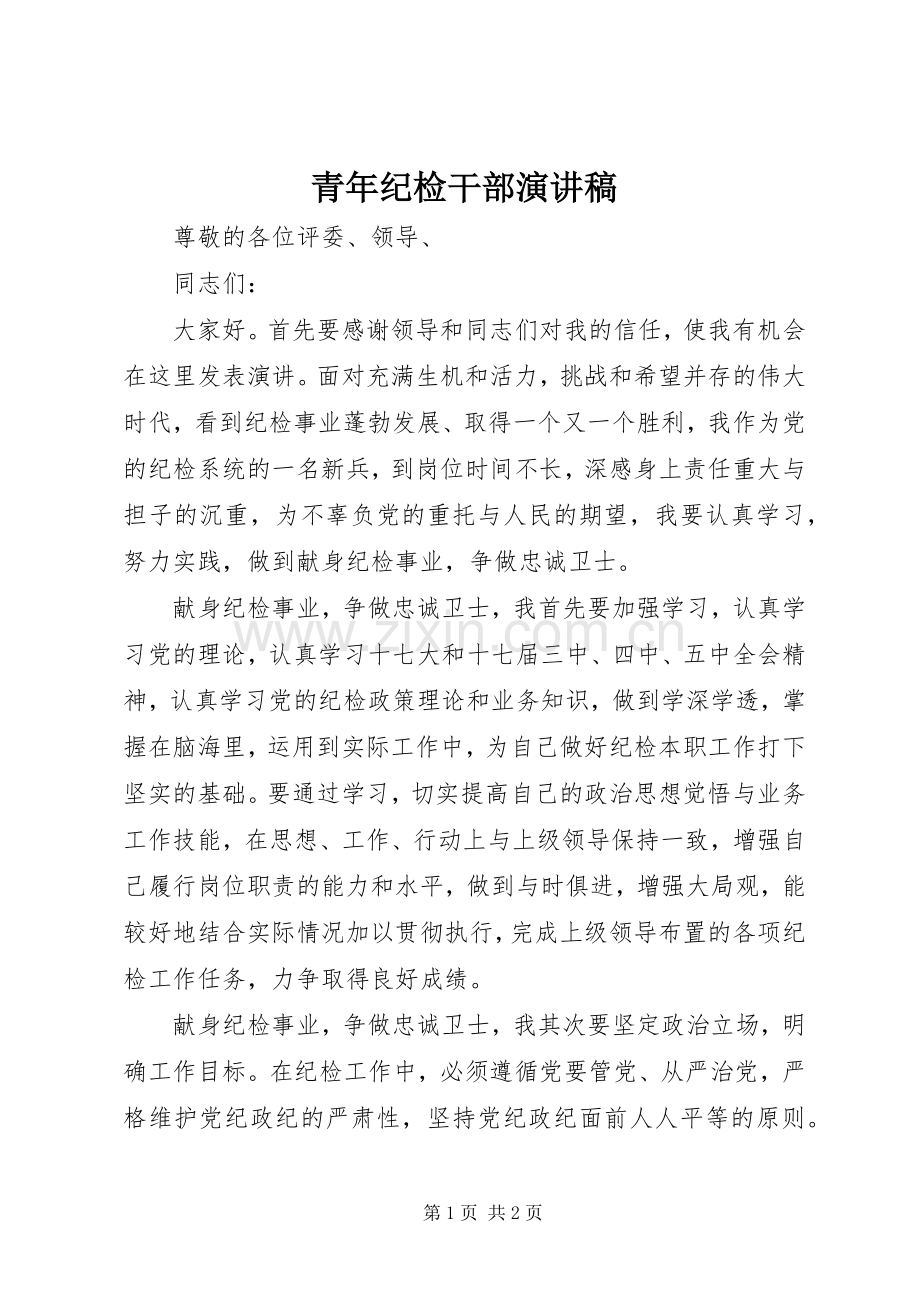 青年纪检干部演讲稿.docx_第1页