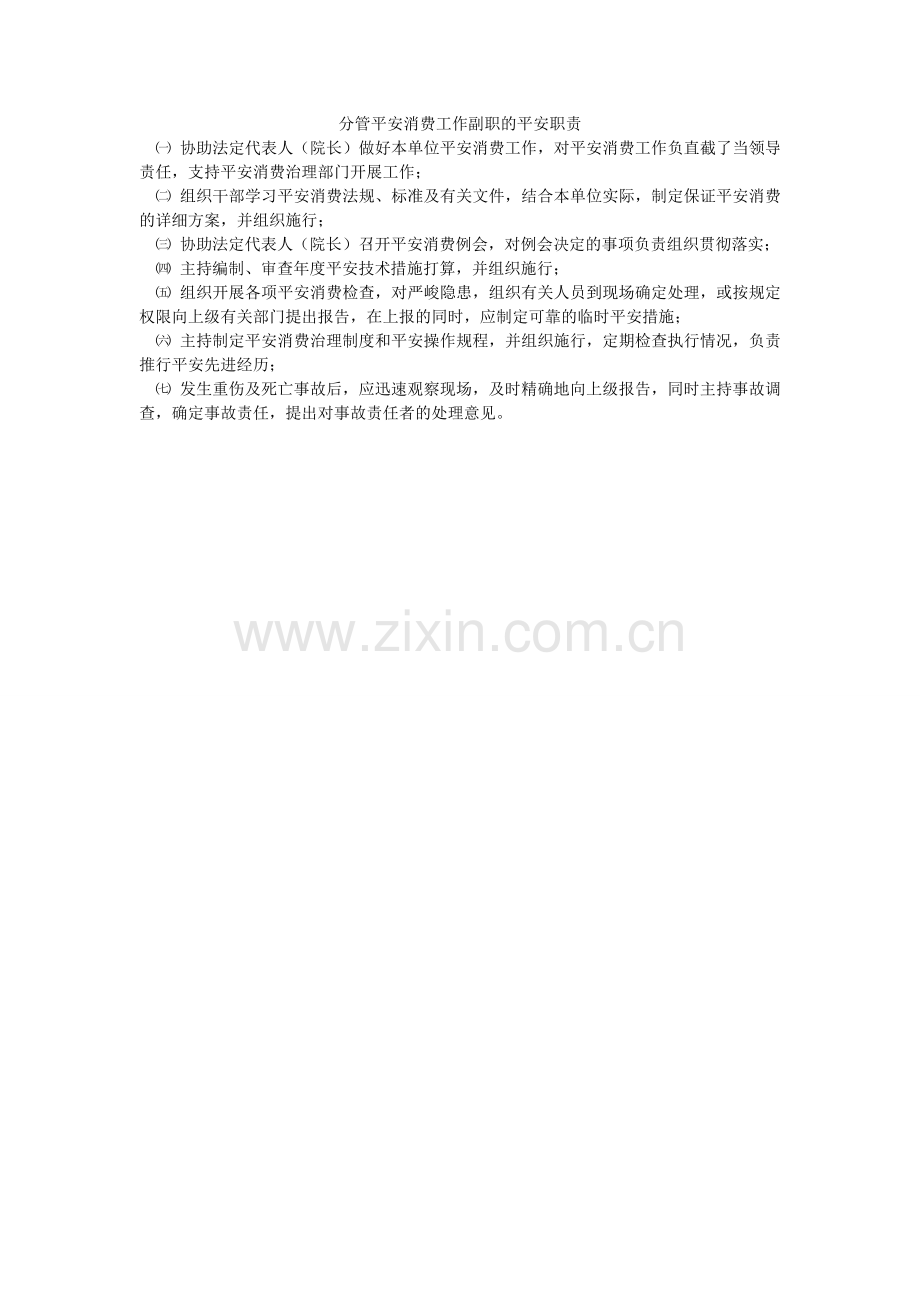 分管安全生产工作副职的安全职责.doc_第1页