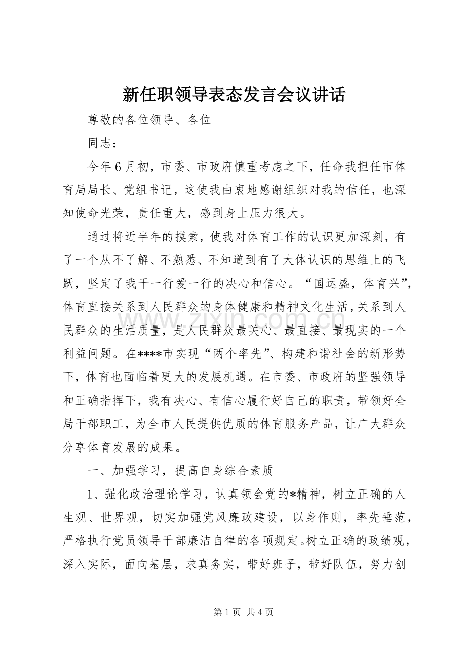 新任职领导表态发言稿会议讲话.docx_第1页