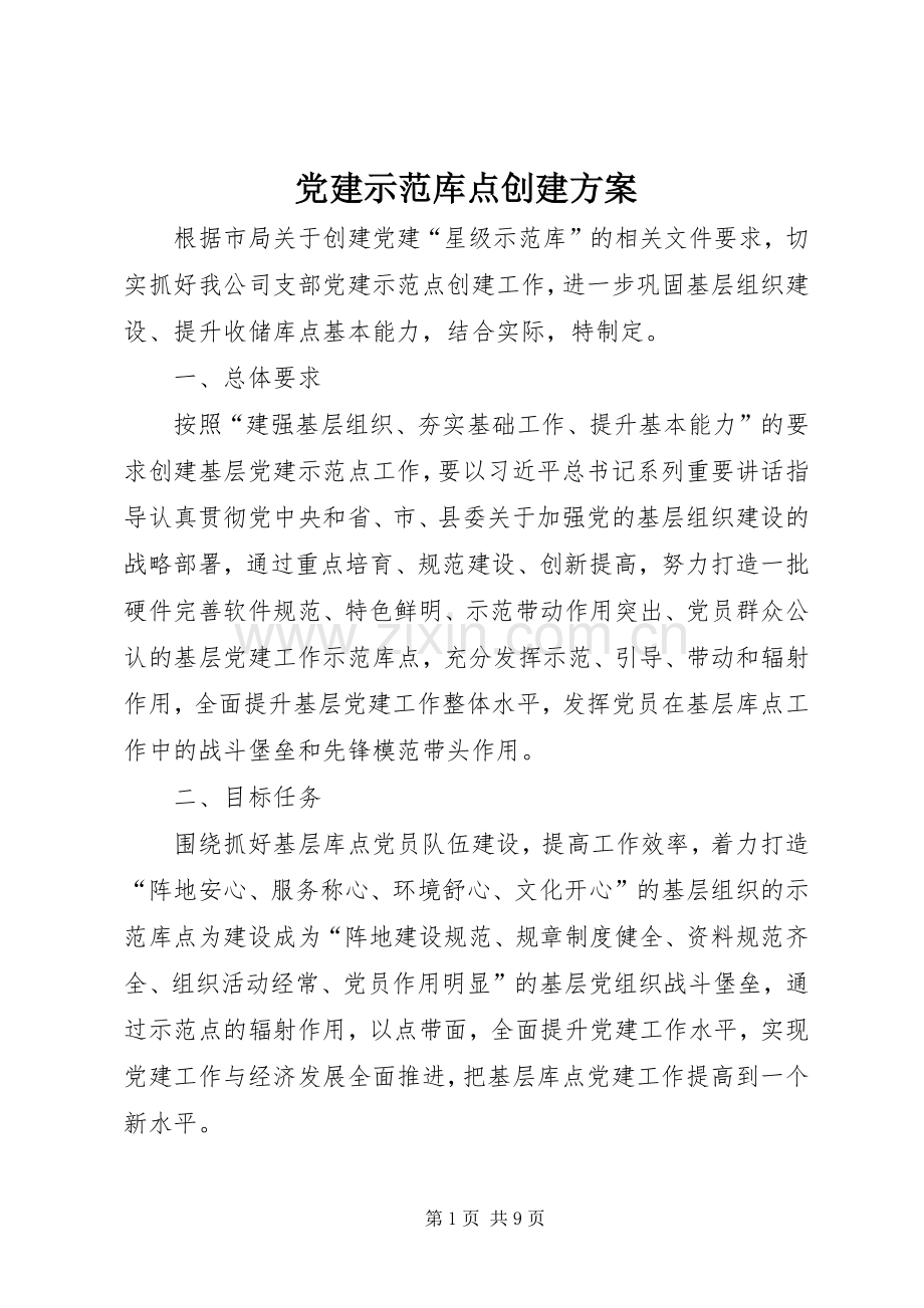 党建示范库点创建实施方案 .docx_第1页