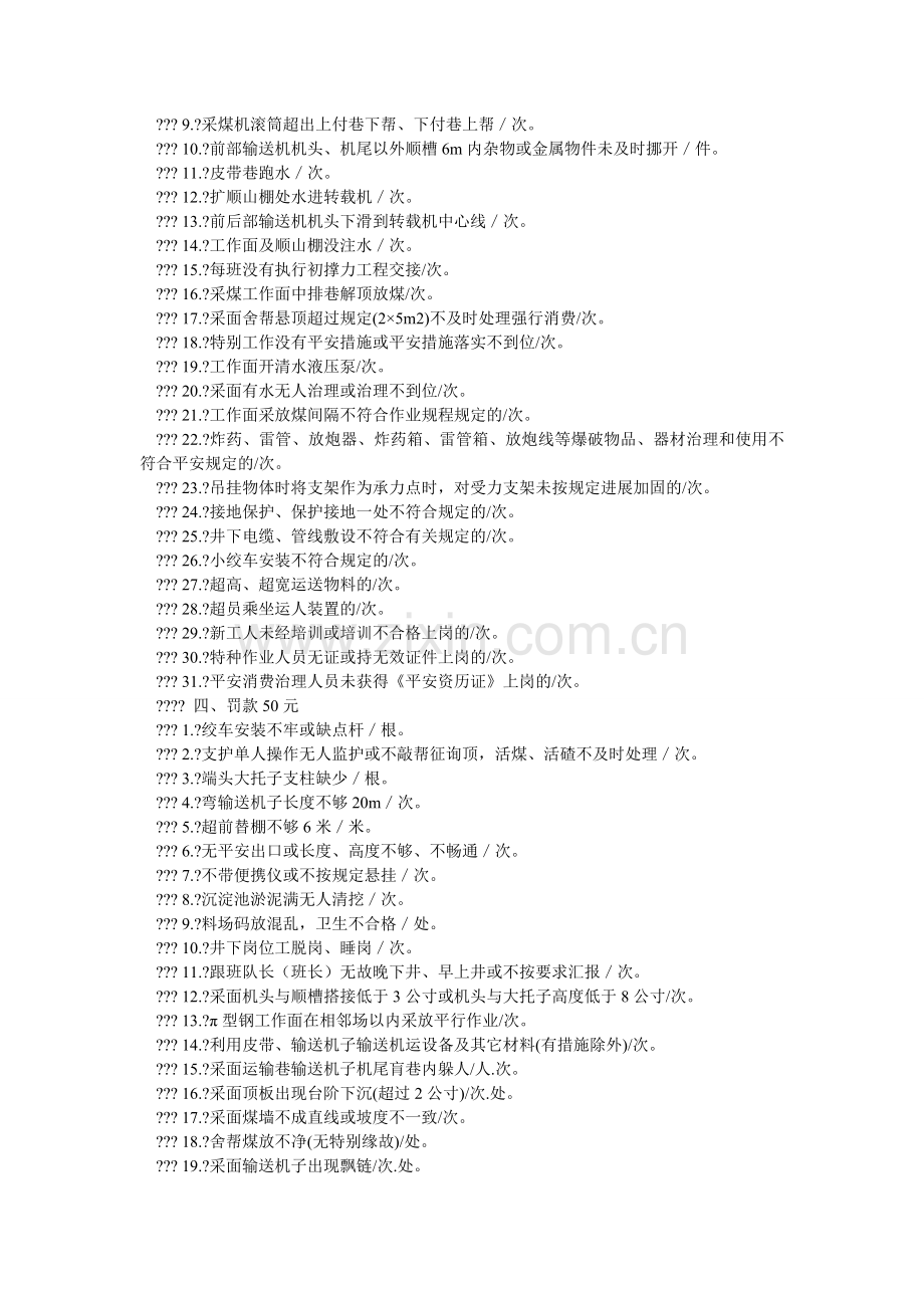 采煤系统质量标准化管理处罚细则.doc_第2页