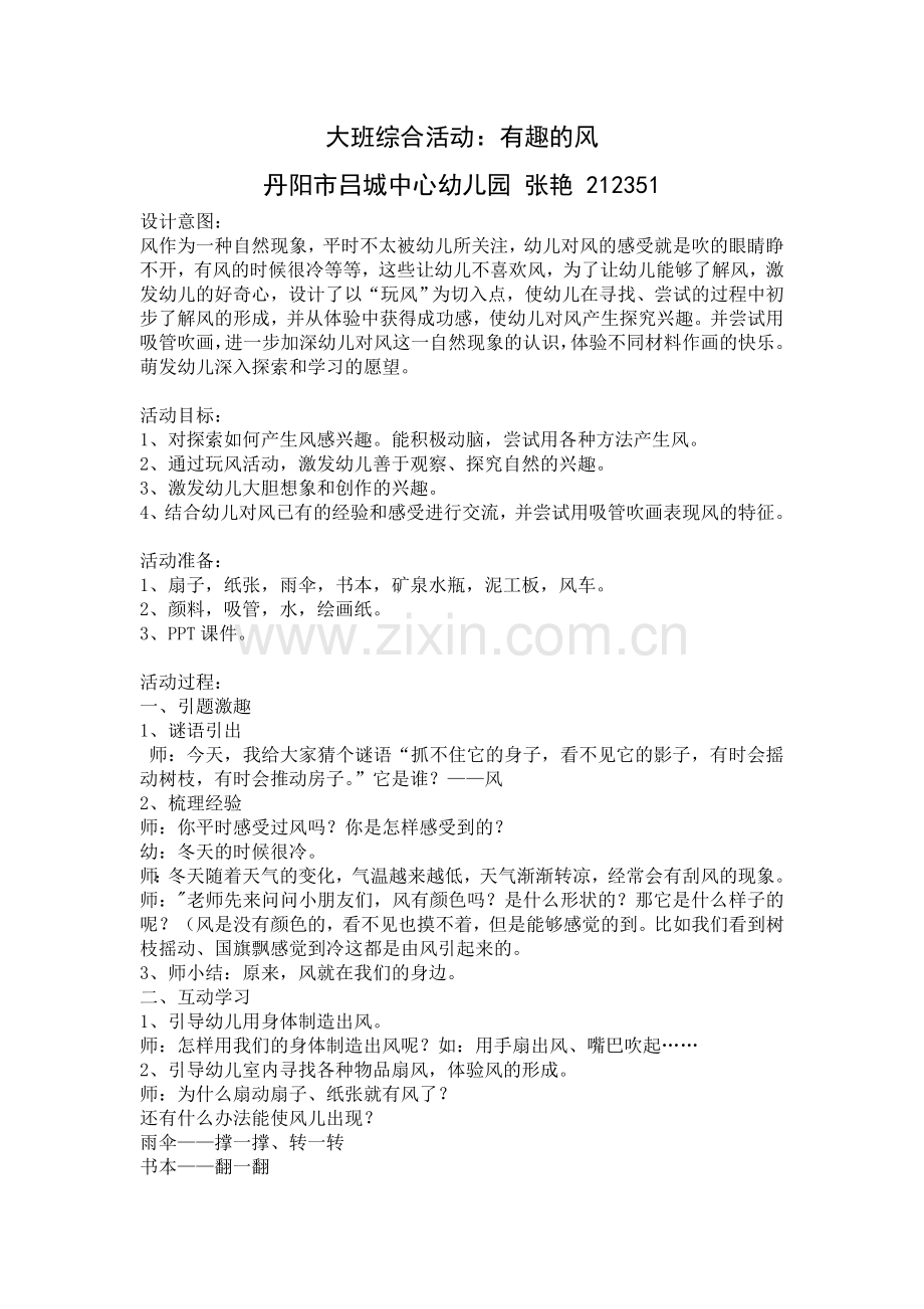大班综合：有趣的风.doc_第1页