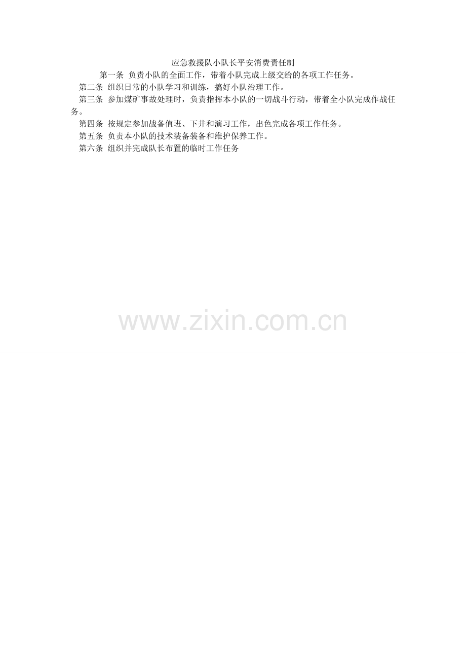 应急救ۥ援队小队长安全生产责任制.doc_第1页