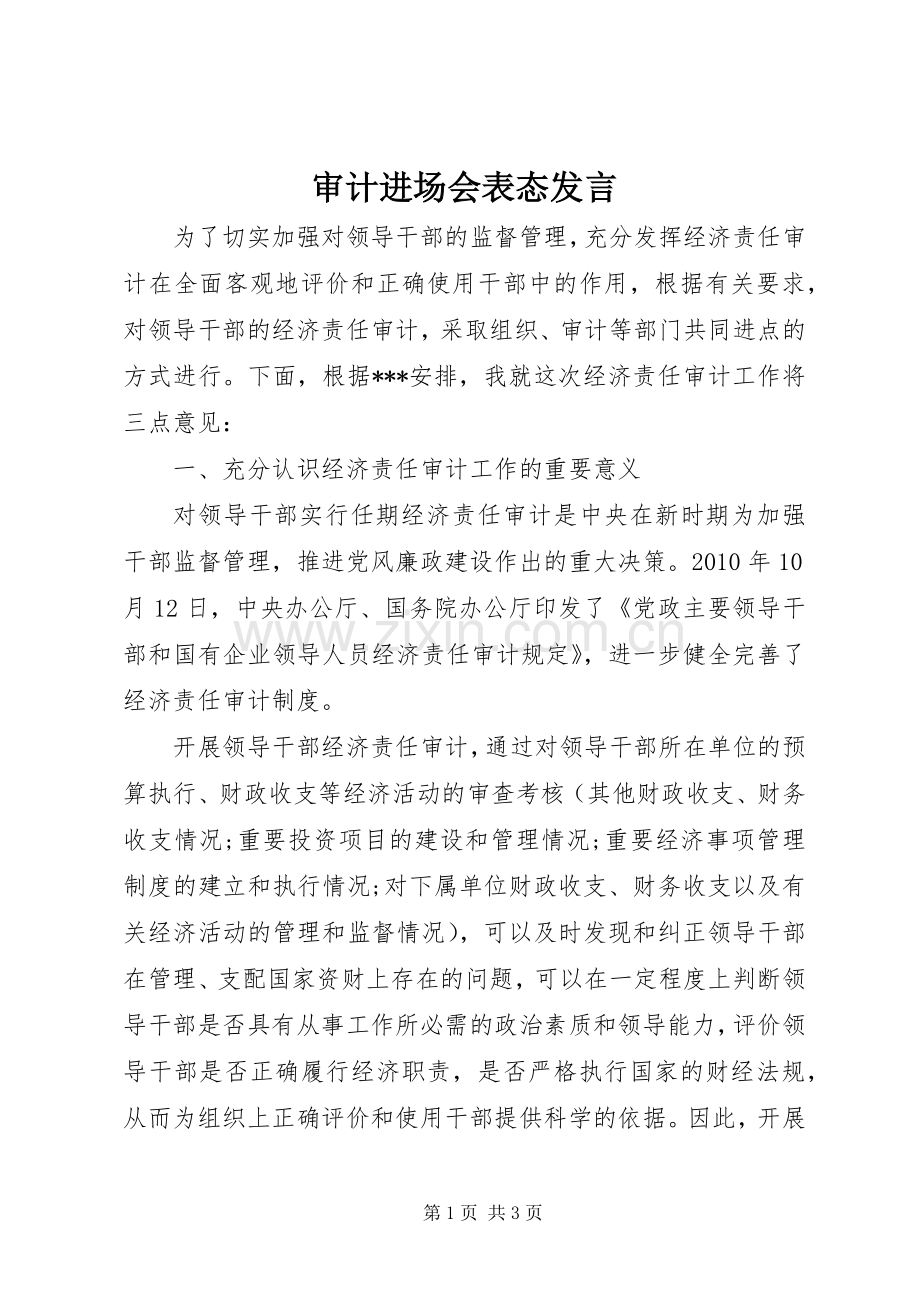 审计进场会表态发言.docx_第1页