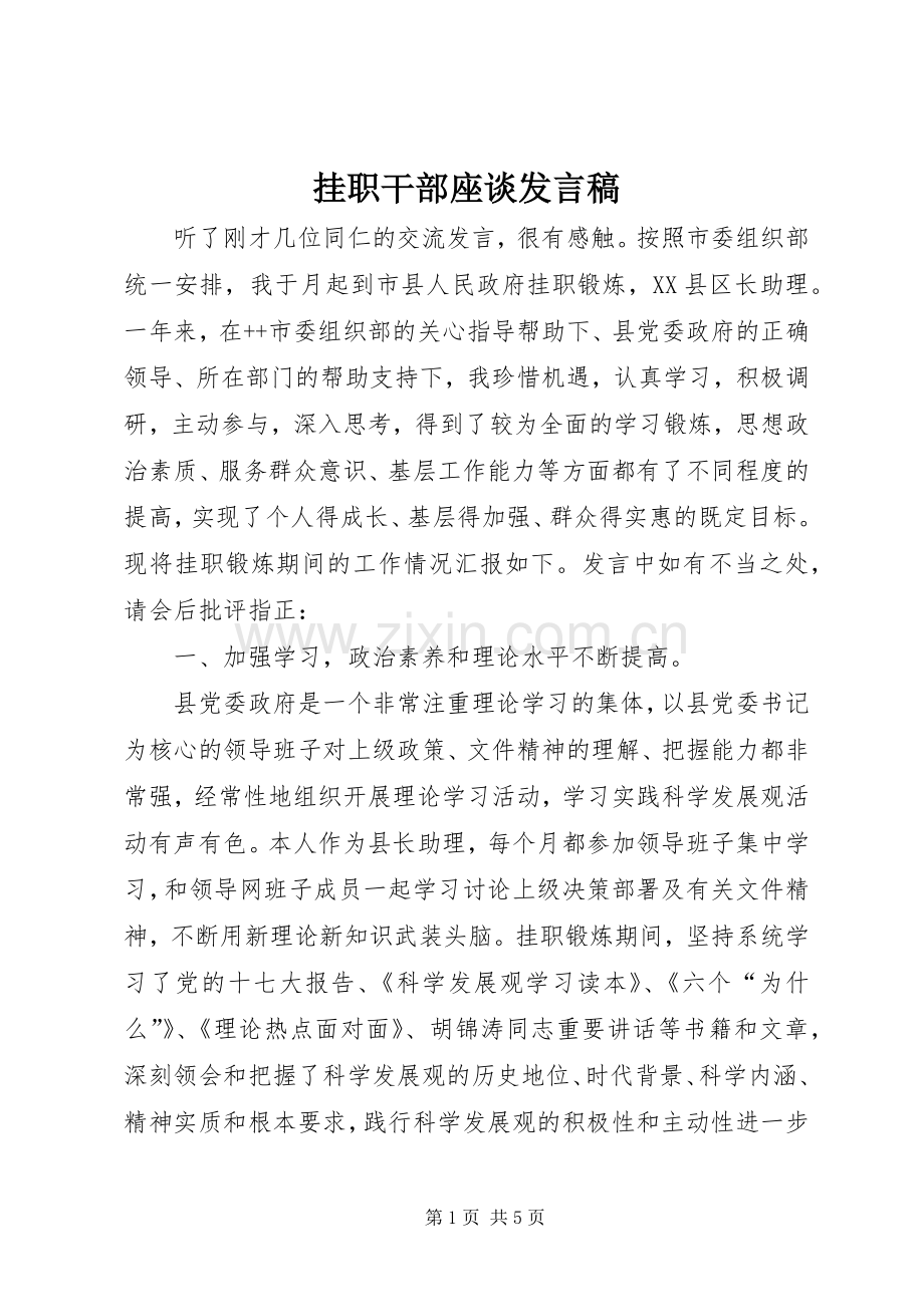 挂职干部座谈发言.docx_第1页