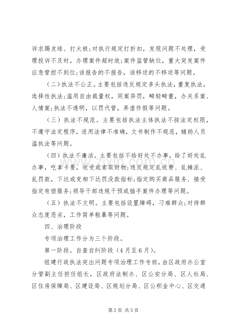 关于在全区开展行政执法突出问题专项治理方案 .docx_第2页