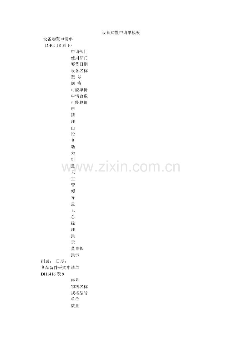 设备购ۥ置申请单模板.doc_第1页