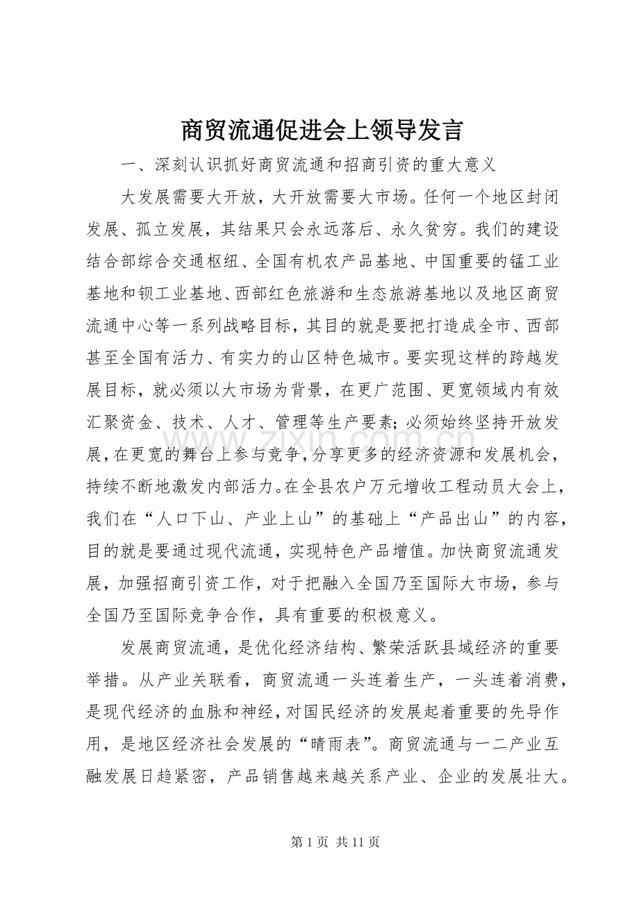 商贸流通促进会上领导发言稿.docx_第1页