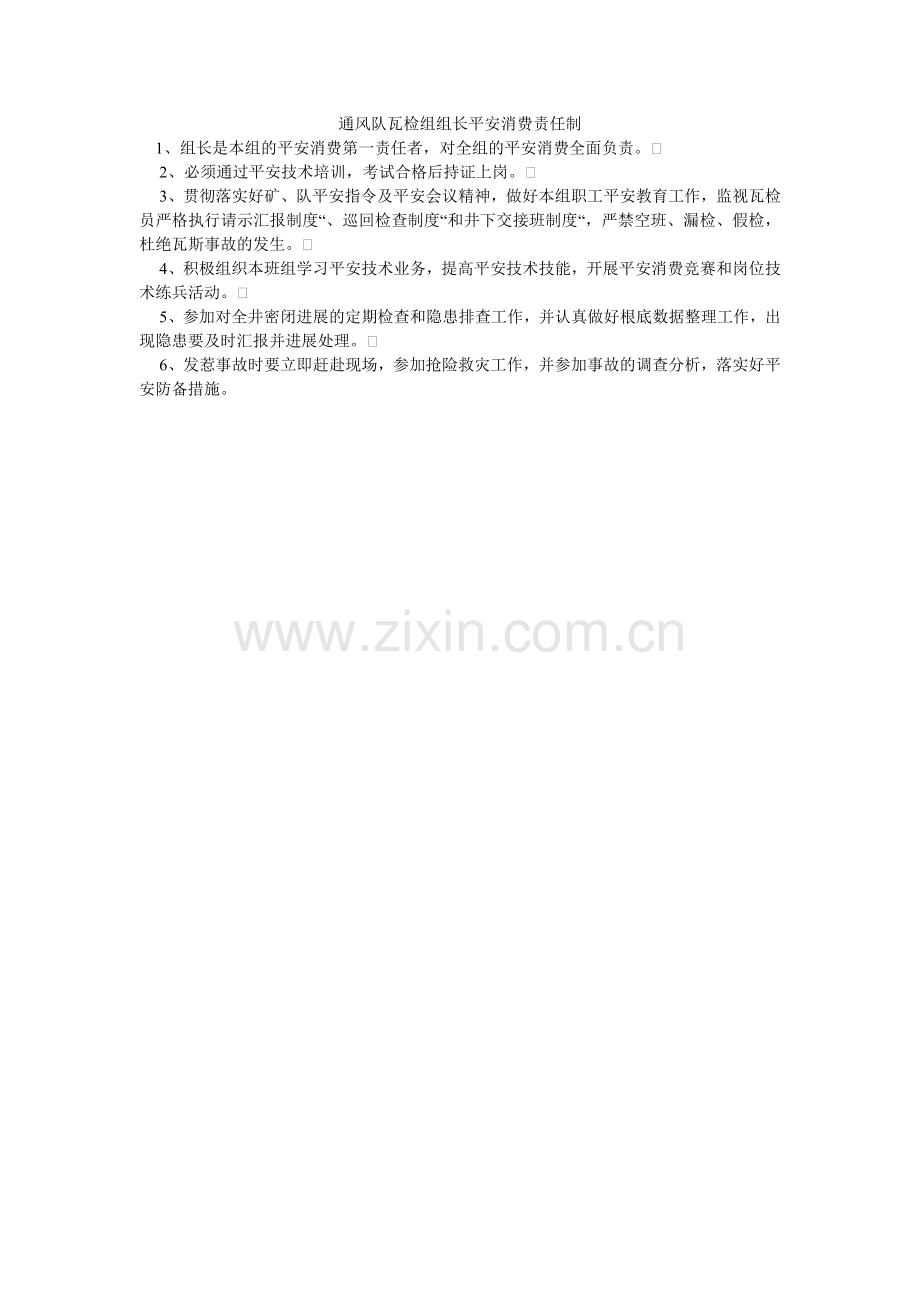 通风队ۥ瓦检组组长安全生产责任制.doc_第1页