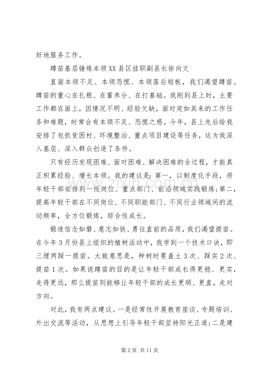 20XX年优秀基层年轻干部座谈会发言稿.docx_第2页