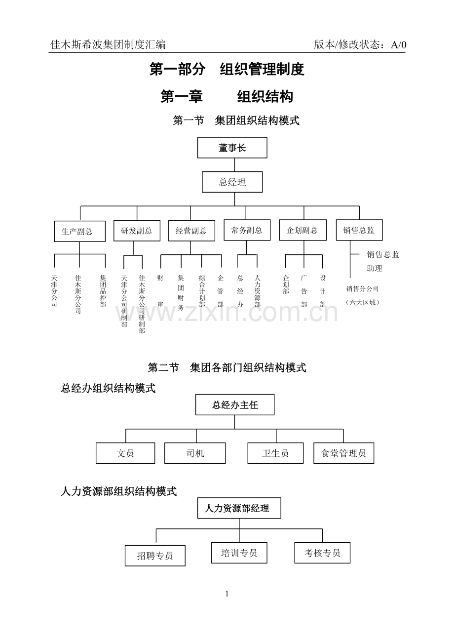 佳木斯希波集团组织管理制度制度规范.doc_第1页