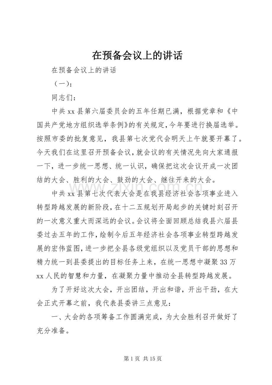 在预备会议上的讲话.docx_第1页