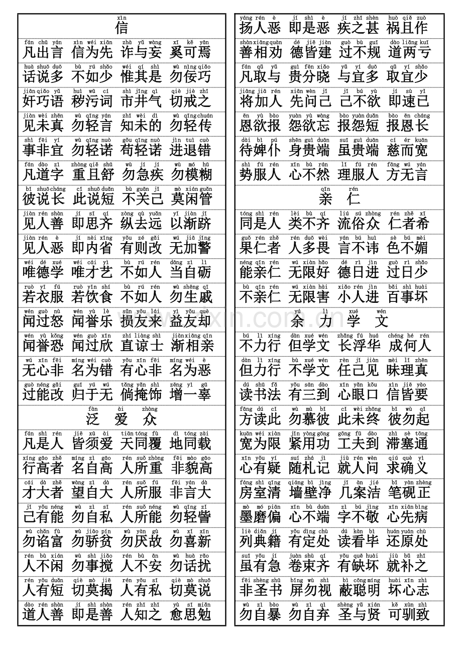 弟子规一张纸打印版.docx_第2页