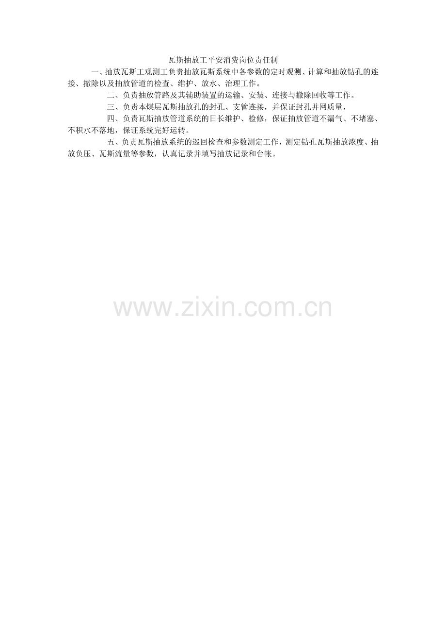 瓦斯抽ۥ放工安全生产岗位责任制.doc_第1页