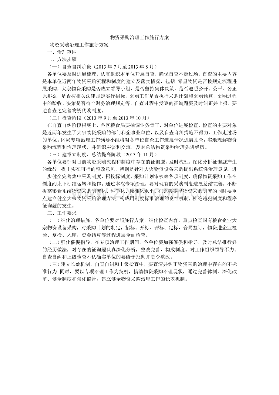 物资采购治理工作实施方案.doc_第1页