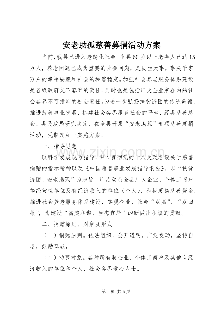 安老助孤慈善募捐活动实施方案 .docx_第1页
