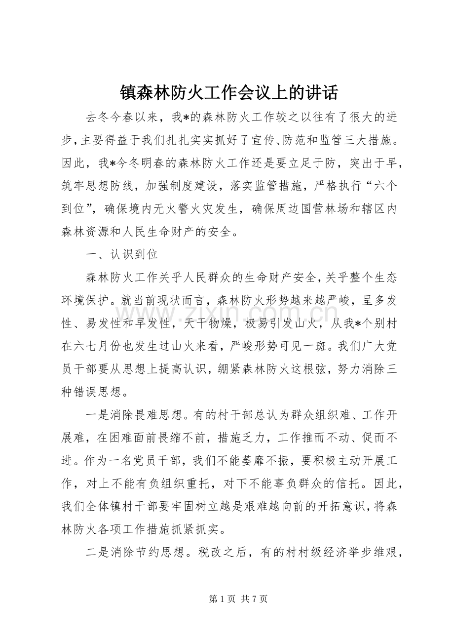 镇森林防火工作会议上的讲话.docx_第1页