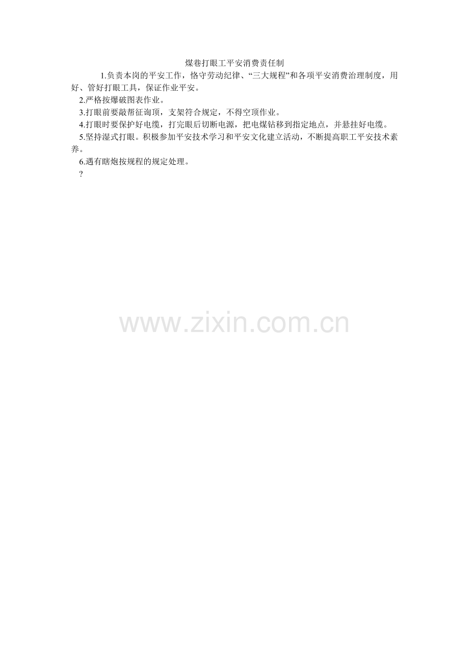 煤巷打眼工安全生产责任制.doc_第1页