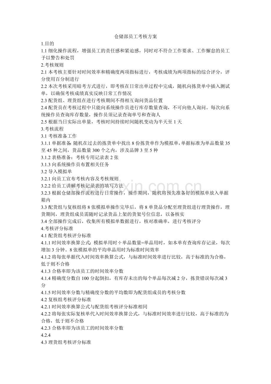 仓储部员工考核方案.doc_第1页