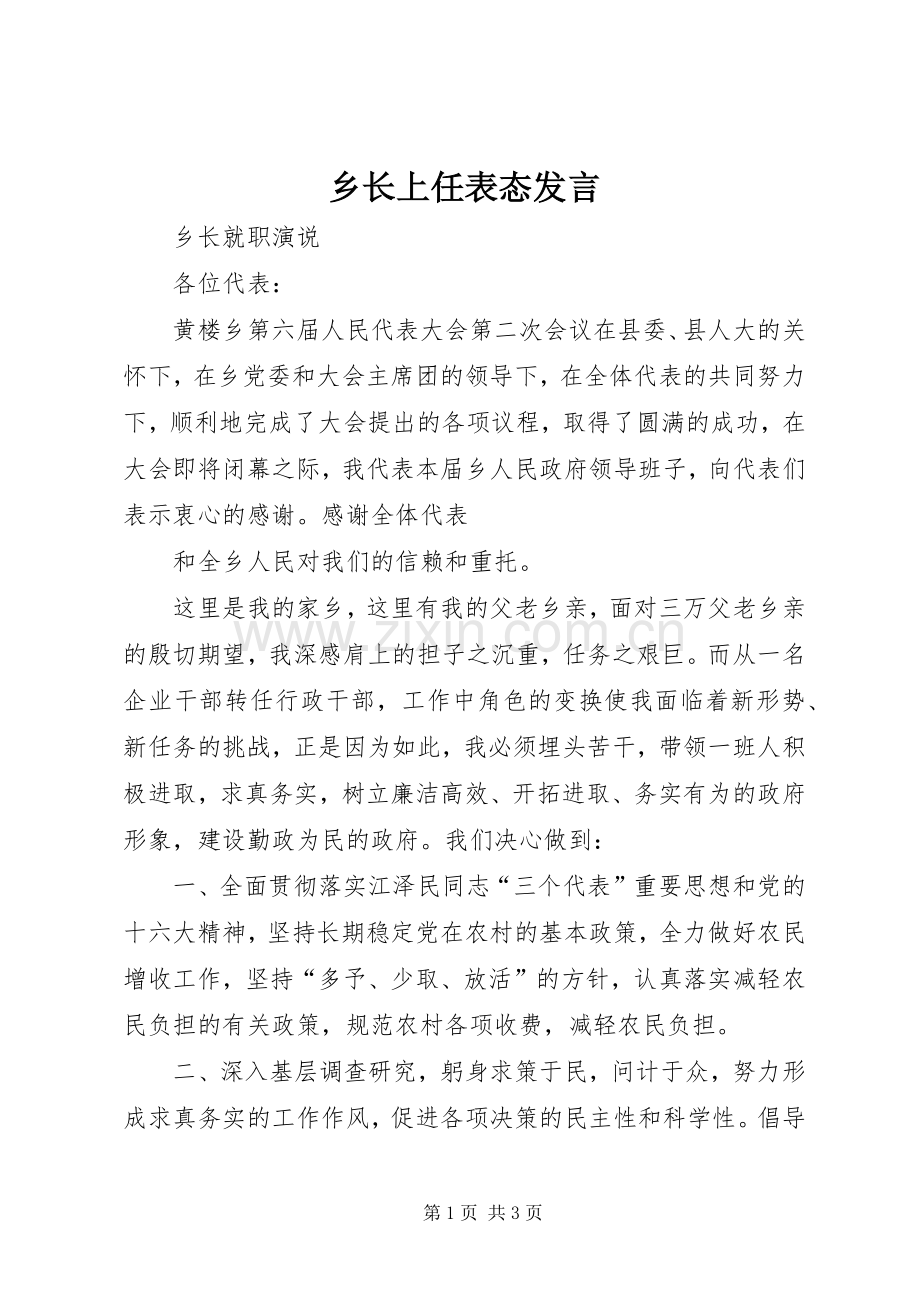 乡长上任表态发言稿 (2).docx_第1页
