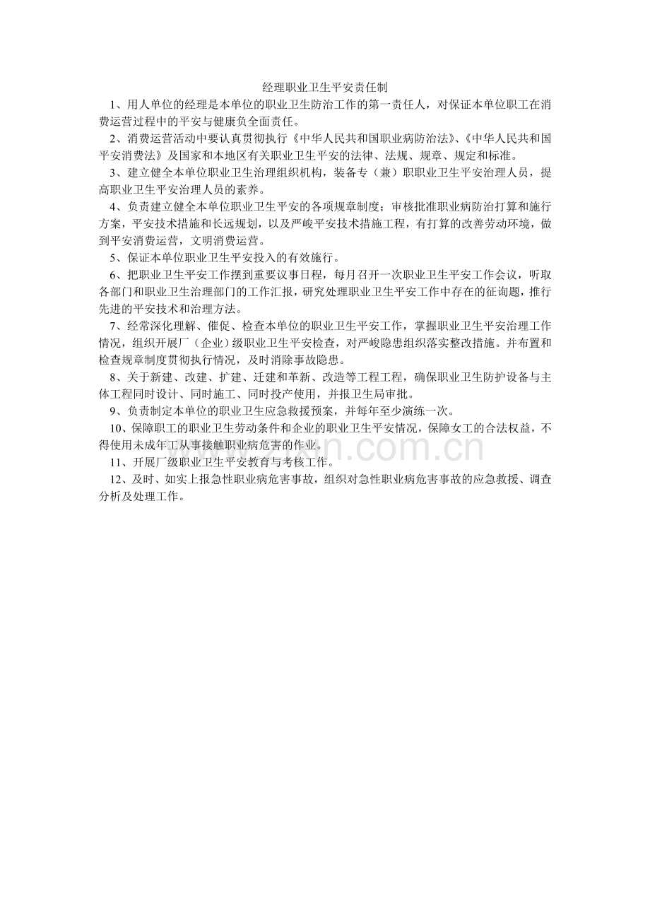经理职业卫生安全责任制.doc_第1页