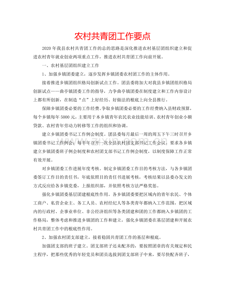 农村共青团工作要点.doc_第1页