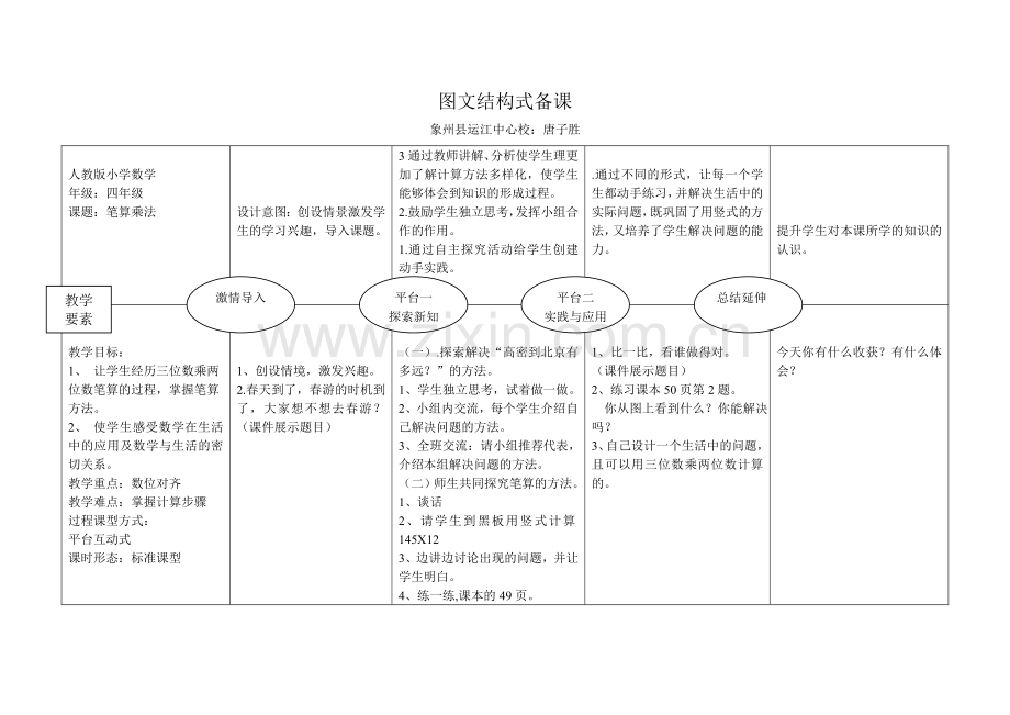 《笔算乘法》图文结构式教案唐子胜.doc_第1页
