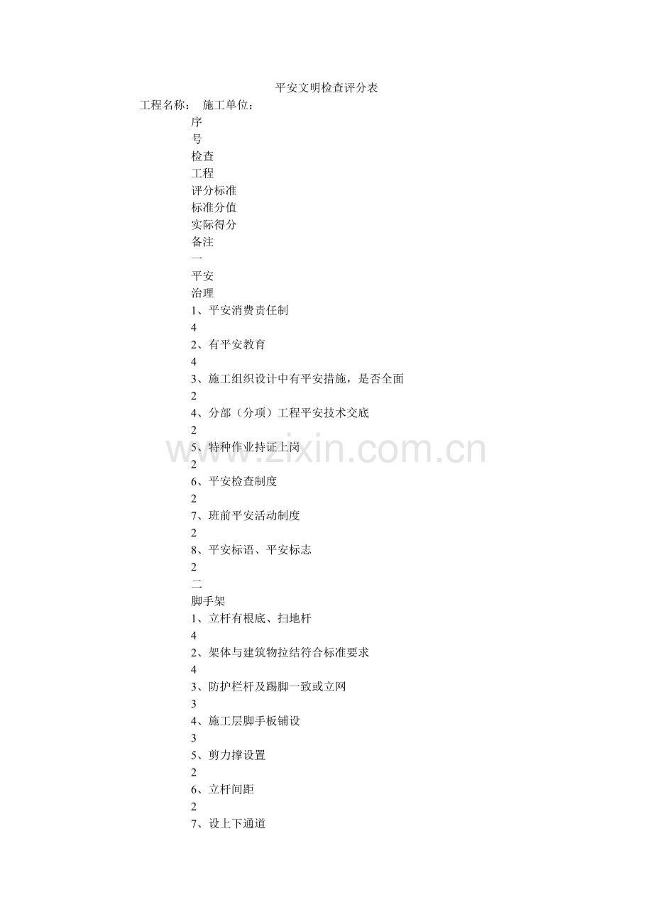 安全文明检查评分表.doc_第1页