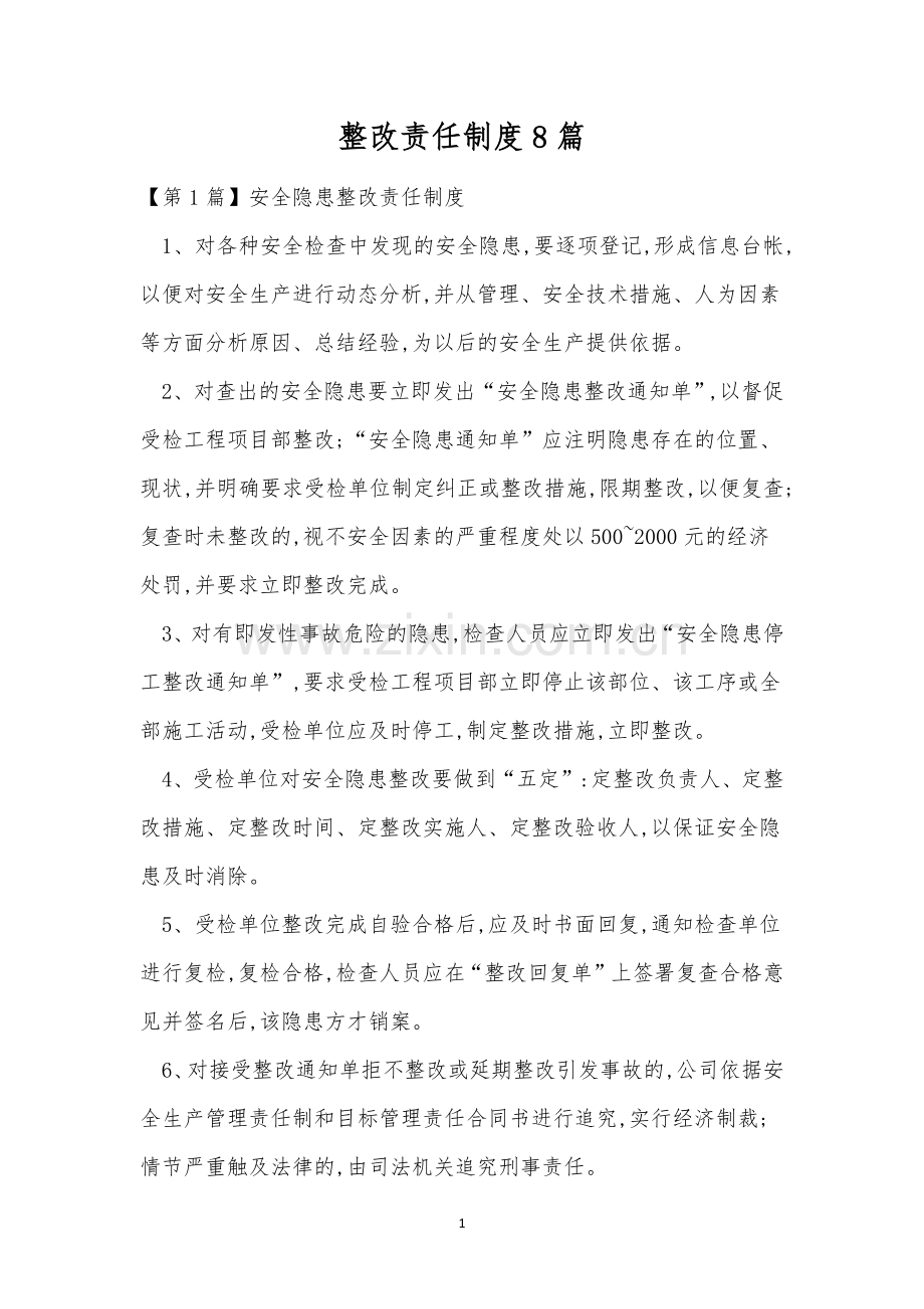 整改责任制度8篇.docx_第1页