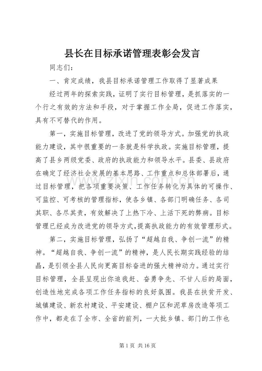 县长在目标承诺管理表彰会发言.docx_第1页