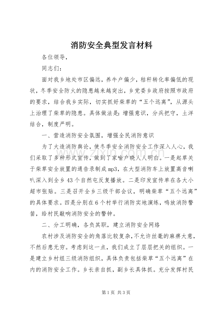 消防安全典型发言材料提纲.docx_第1页