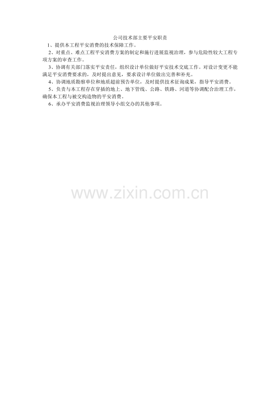 公司技术部主要安全职责.doc_第1页