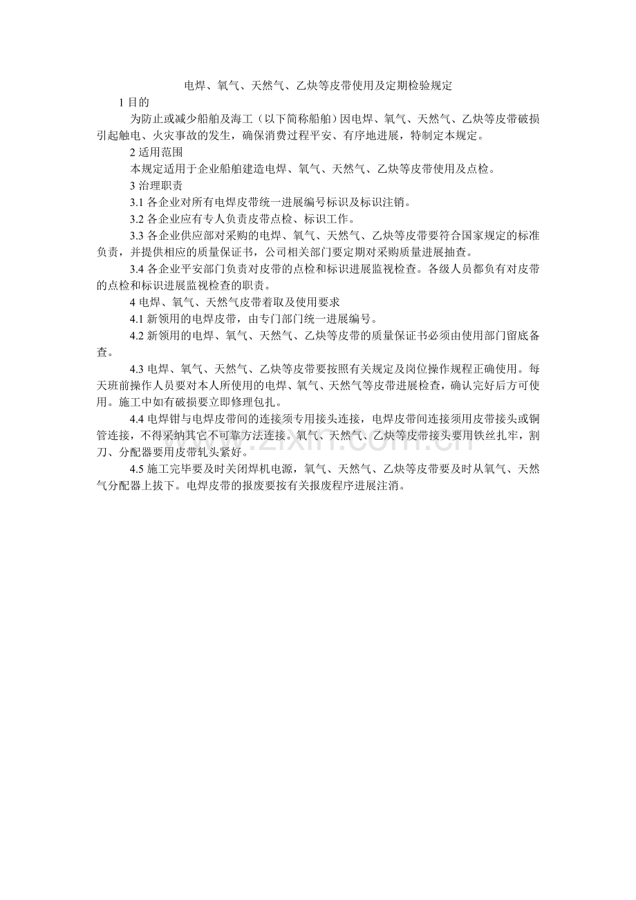 电焊、氧气、天然气、乙炔等皮带使用及定期检验规定.doc_第1页