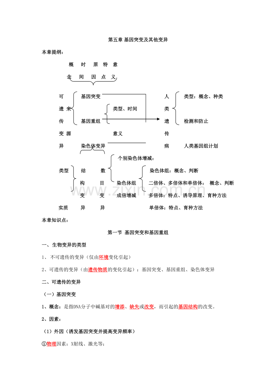 2023年基因突变及其他变异知识点.docx_第1页