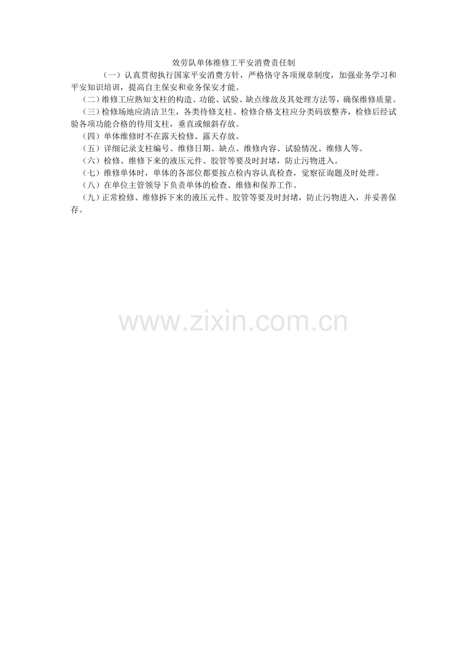 服务队单体维修工安全生产责任制.doc_第1页