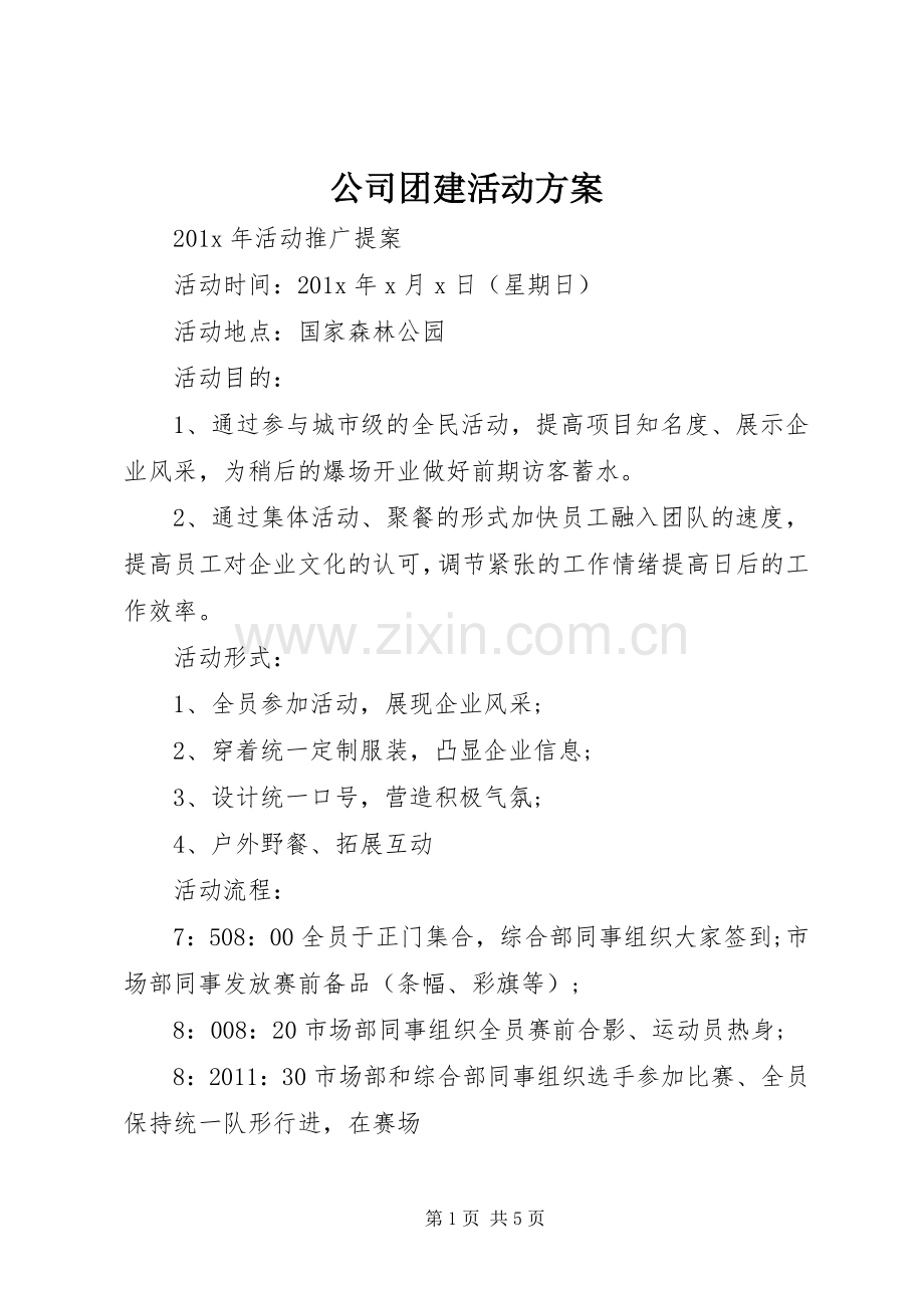 公司团建活动实施方案 .docx_第1页