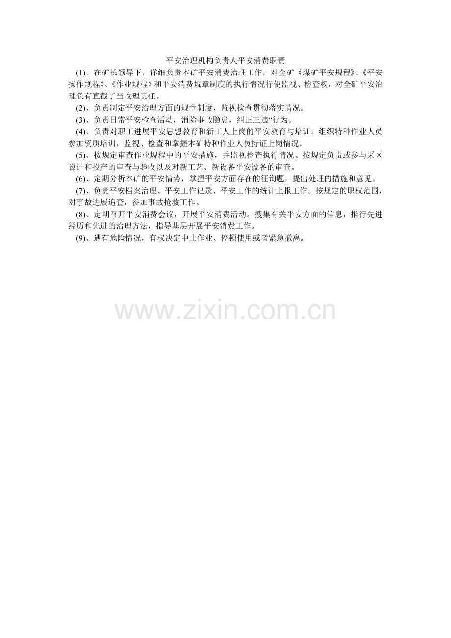 安全管理机构负责人安全生产职责.doc_第1页