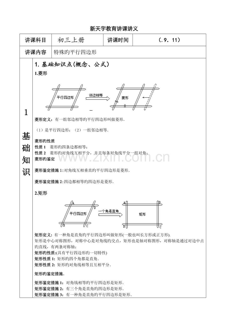 2022年特殊平行四边形知识点总结及题型.doc_第1页