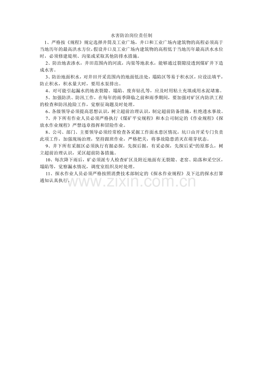 水害防ۥ治岗位责任制.doc_第1页