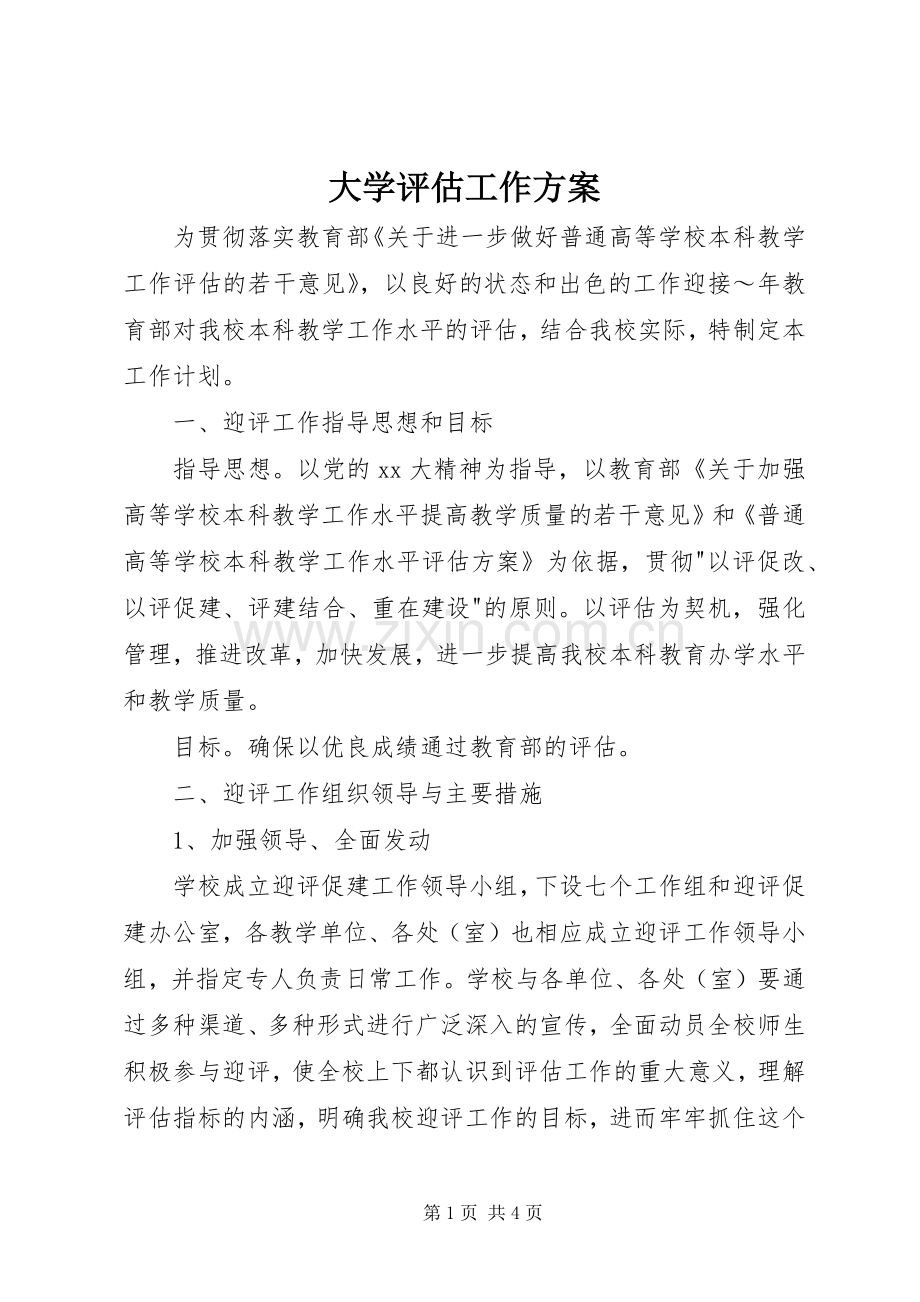 大学评估工作实施方案 .docx_第1页