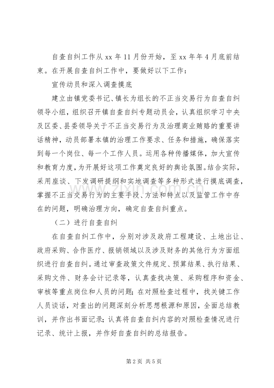 开展不正当交易行为自查自纠方案 .docx_第2页