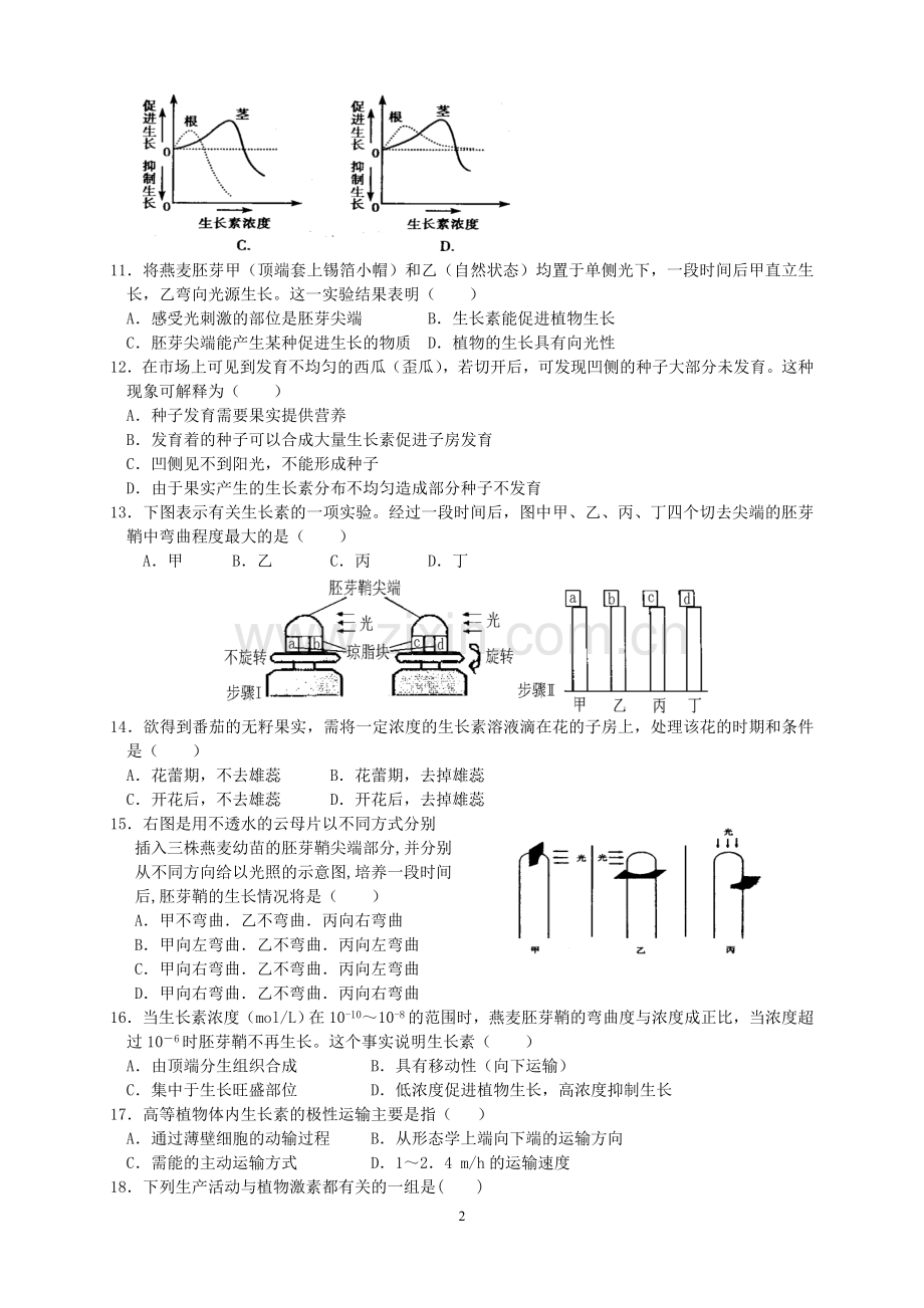 《植物的激素调节》练习题.doc_第2页
