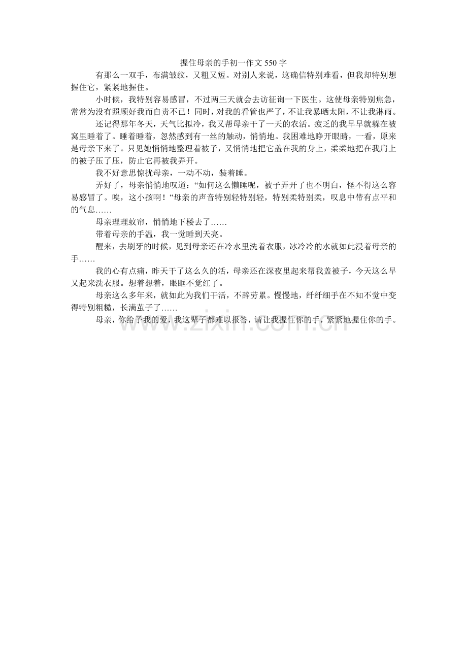 握住母亲的手初一作文550字.doc_第1页