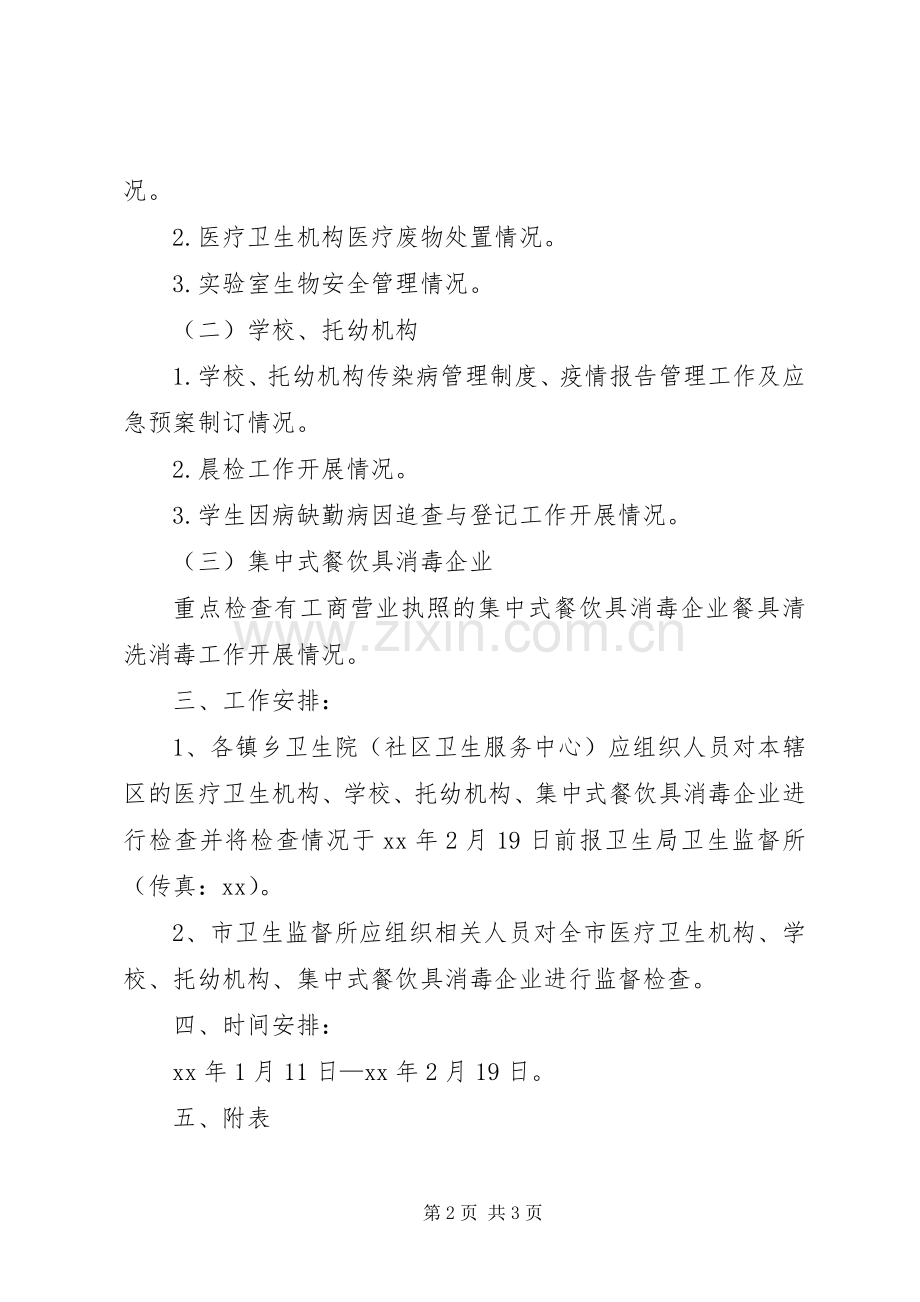 XX年“春节”期间传染病防控卫生监督检查工作实施方案5篇.docx_第2页