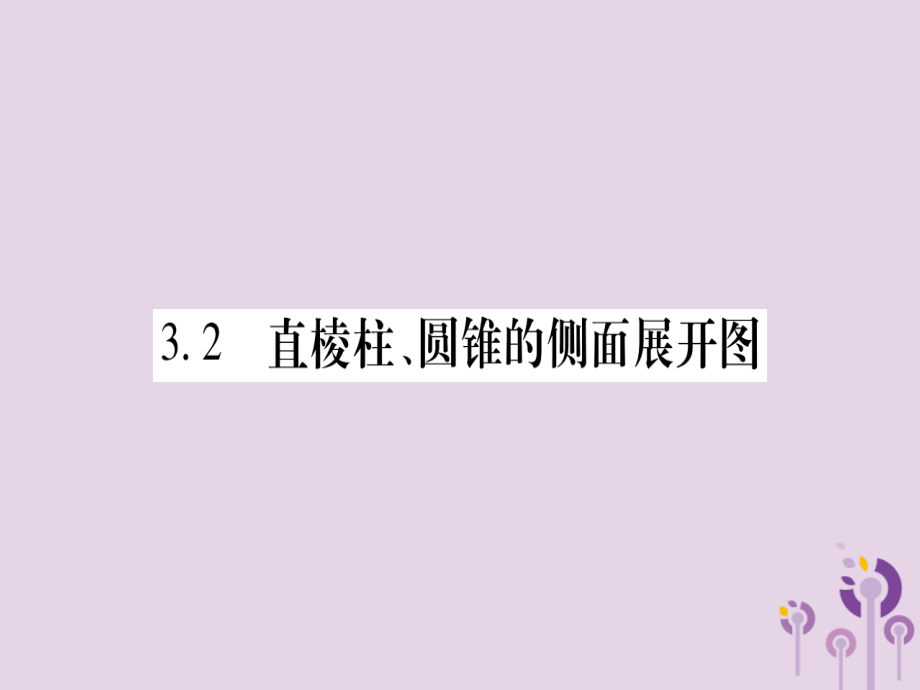 广西九年级数学下册 第3章 投影与视图 3.2 直棱柱、圆锥的侧面展开图作业课件 (新版)湘教版 课件.ppt_第1页