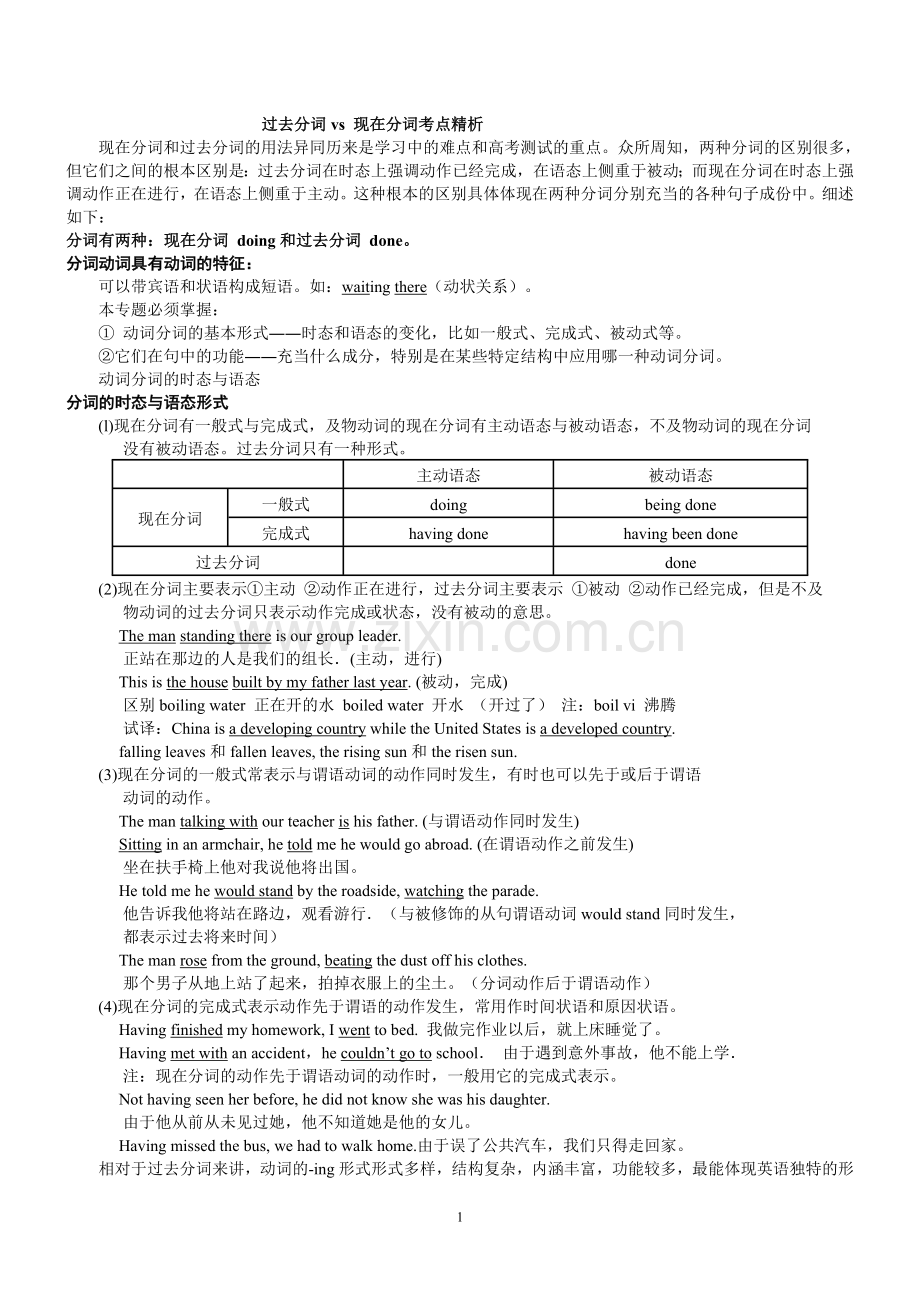 过去分词vs现在分词考点精析.doc_第1页