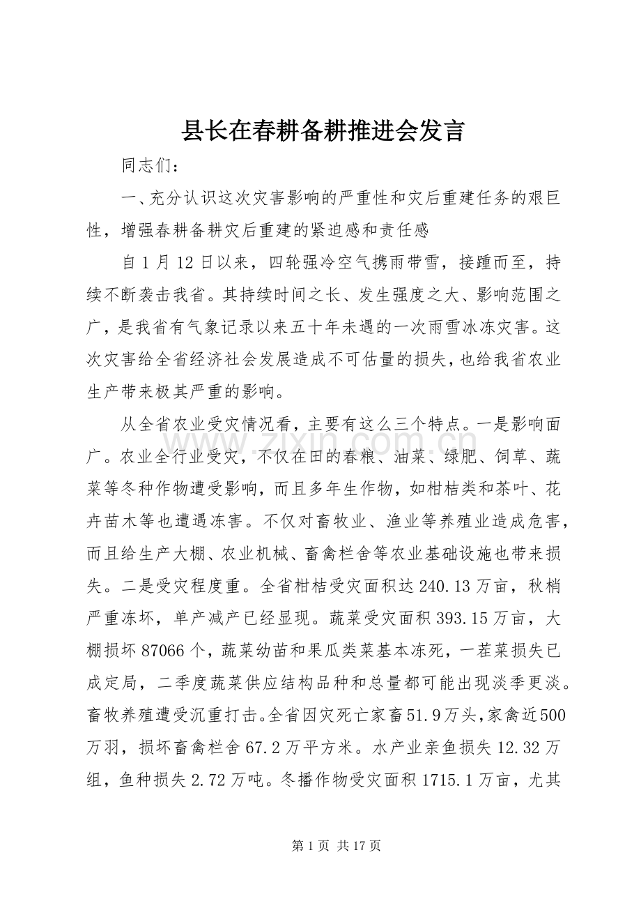 县长在春耕备耕推进会发言稿.docx_第1页