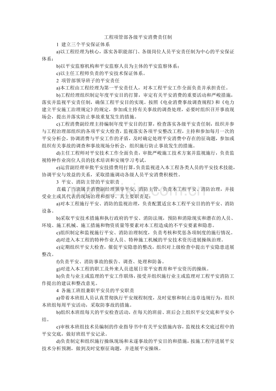 工程项管部各级安全生产责任制.doc_第1页